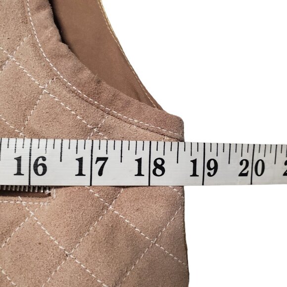 AMERICAN FLIRT Leather Vest  Womens L Tan Suede Quilted Pockets Lined - Picture 9 of 11